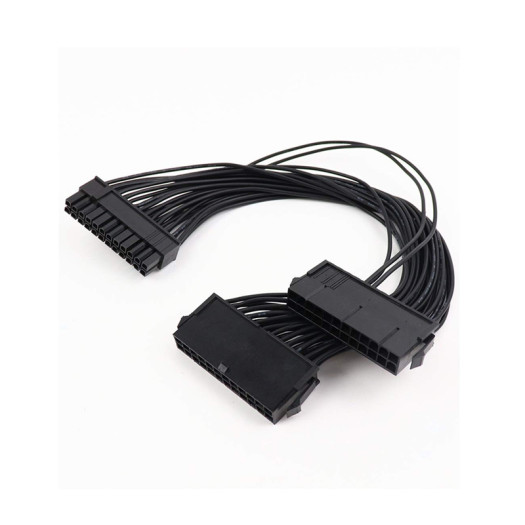 Dual PSU Power Supply 24-Pin Adapter Cable for ATX Motherboard